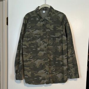 Old Navy Green and Brown Button Down Shirt